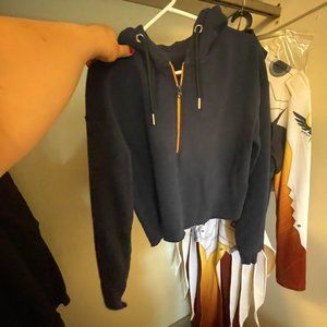 Cropped Navy Hoodie